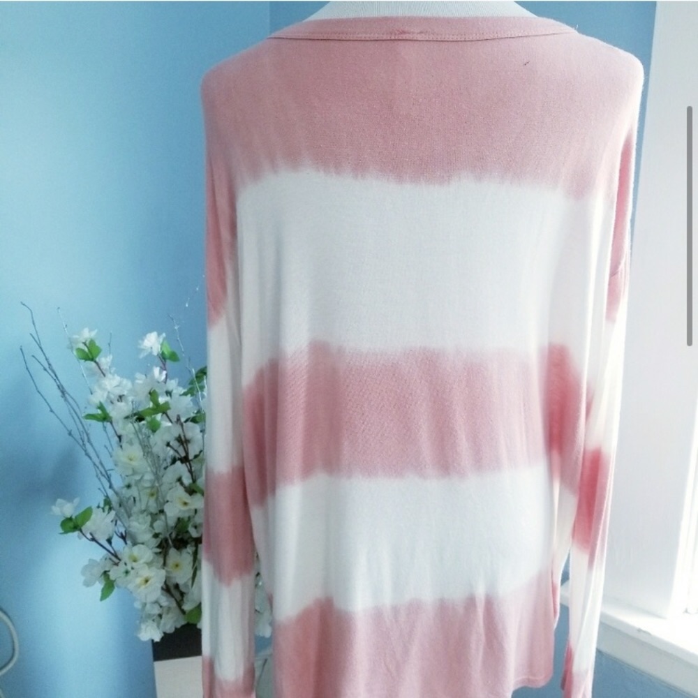 Pink and White Tie Dye Long Sleeve Shirt - Picture 4 of 4